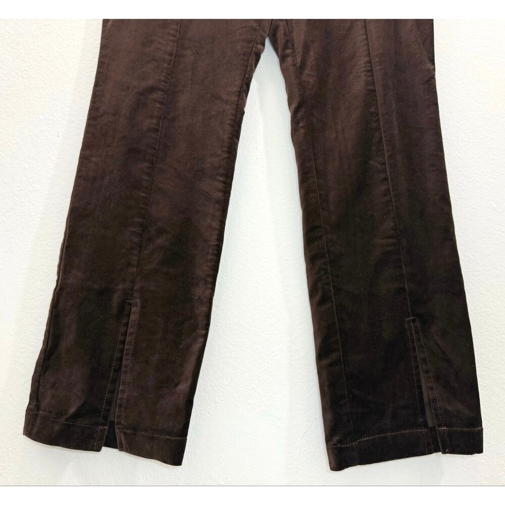 Maeve High Rise Split Front Velvet Skinny Pants Brown Holiday Party Stretch Sz M - Picture 7 of 14